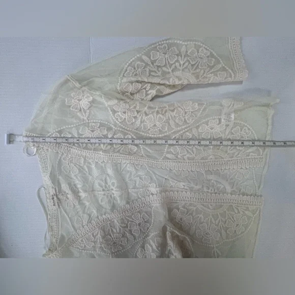 Rebellion Again Mesh & Floral Embroidery Open Cardigan Bed Jacket L - Picture 7 of 8